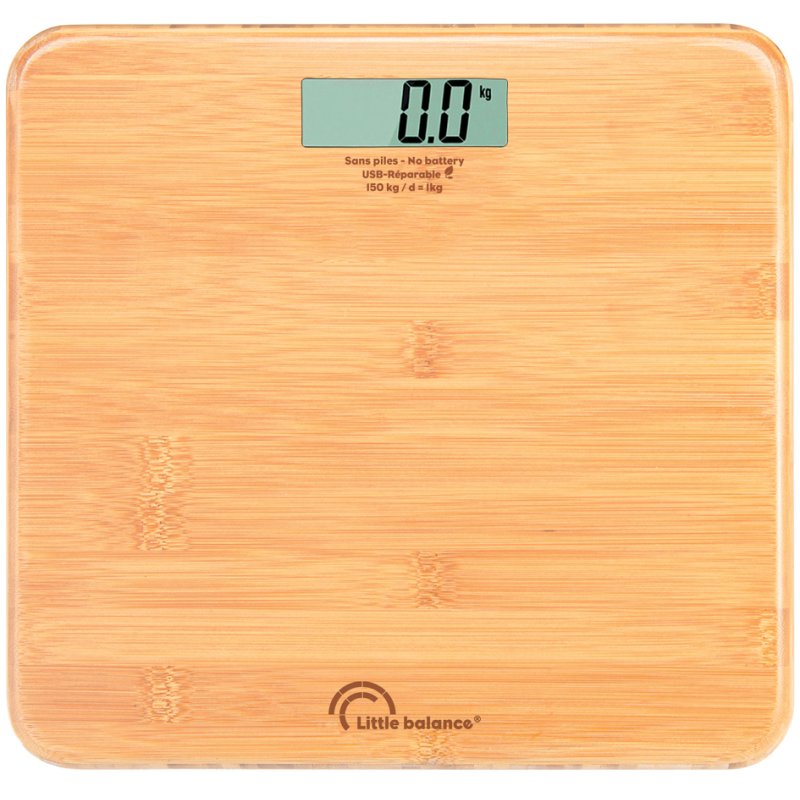 Little balance balance numérique personnelle Turtle Bamboo, rechargeable USB-C, brun clair, 150 kg